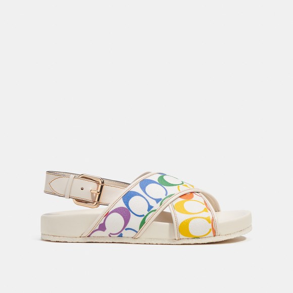 NWT Coach Outlet Adora Sandal In Rainbow Signature Canvas - Picture 4 of 6